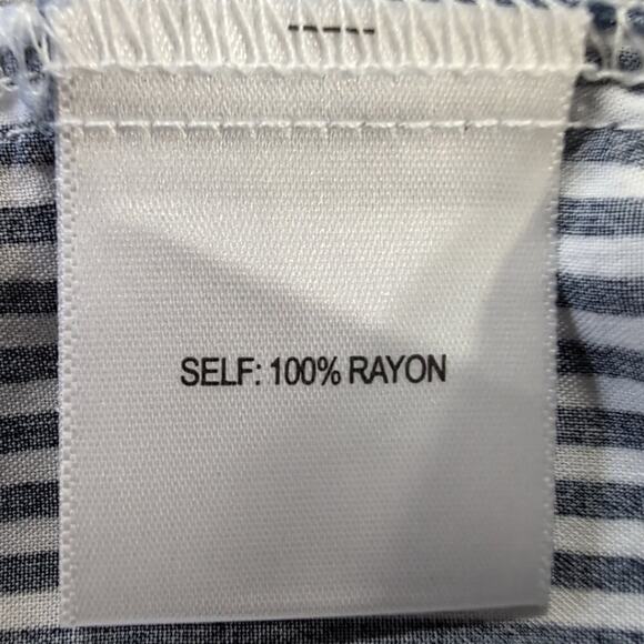 Jane and Delancey navy & white striped rayon button-front shirt, size XL - Picture 7 of 11